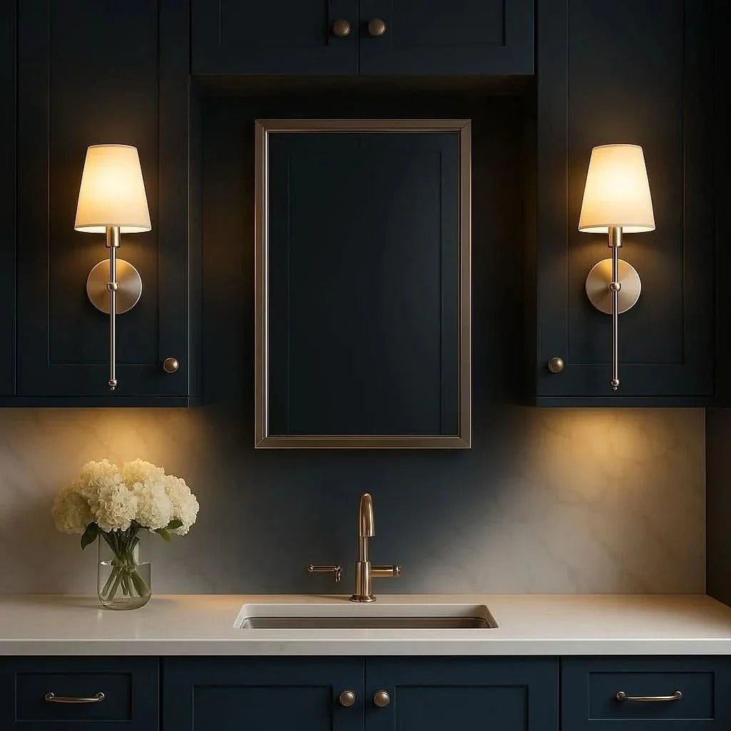 Remote control operated wall sconce set (2); battery powered, providing adjustable ambient light & no wiring needed.