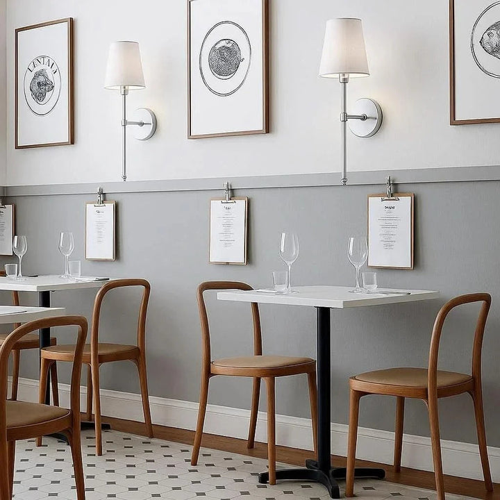 Rechargeable battery powered wall sconces (set of 2), wireless and adjustable via remote for convenient ambient light.