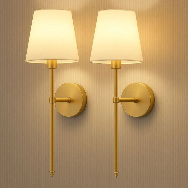 Set of 2 wireless battery operated wall sconces with remote control for easy, adjustable ambient lighting.