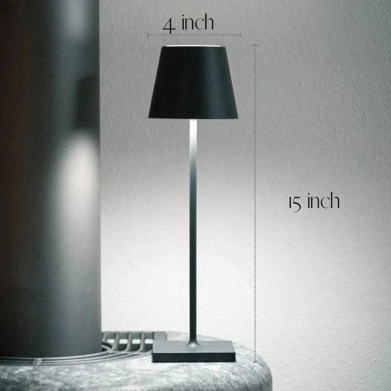 Unisex cordless LED table lamp. Dimmable, touch control, portable ambient light for any modern home or office.