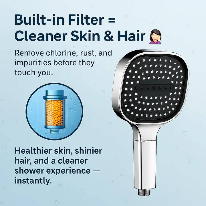 Upgrade your bathroom with this filtered shower head. Enjoy cleaner water & high pressure. Home improvement.