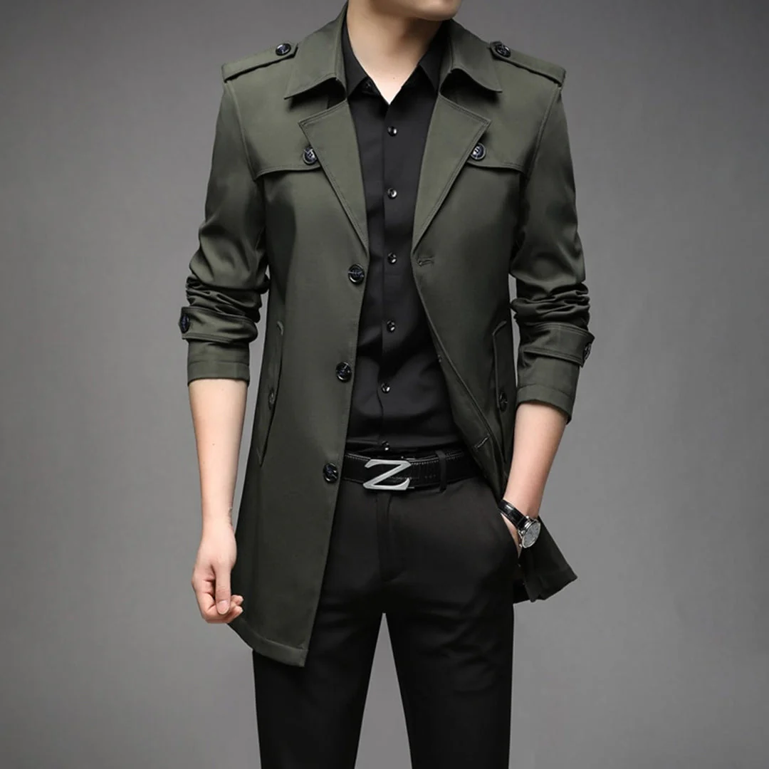 Men's Single Breasted Lightweight Trench Coat