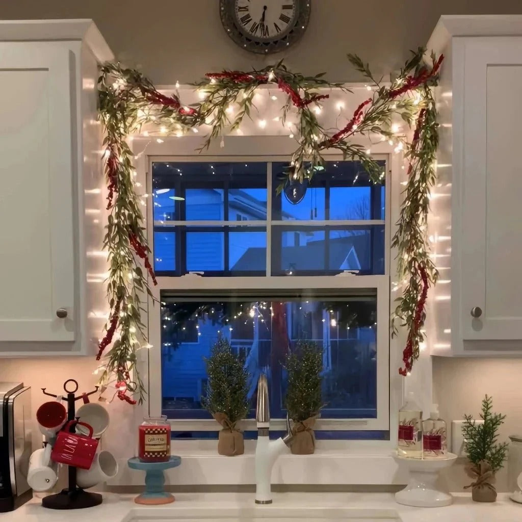 Flexible Lighted Ornament Garland with warm glow, perfect for holiday decor and festive home accents.