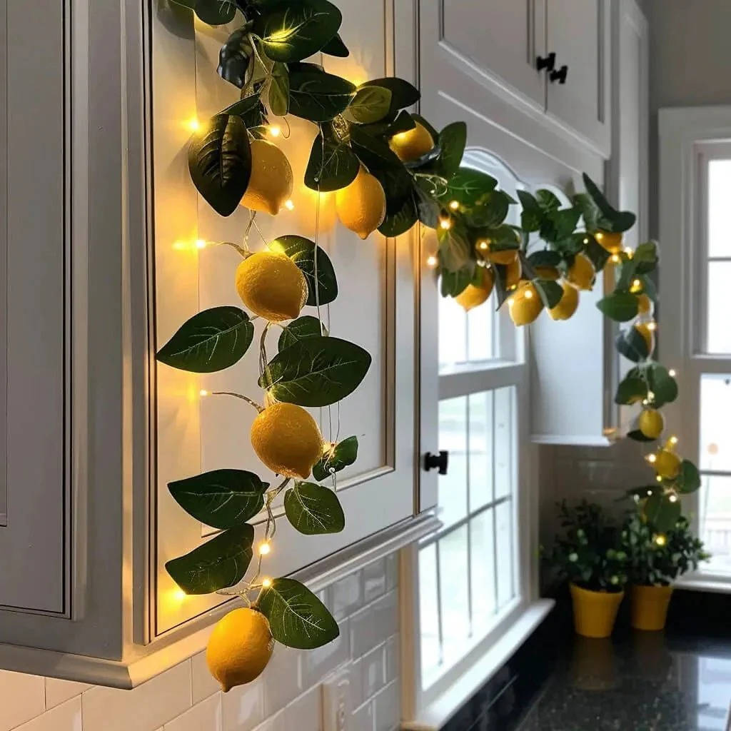 Beautiful Lighted Ornament Garland, a plug-in decorative strand with warm glow for Christmas and fall.