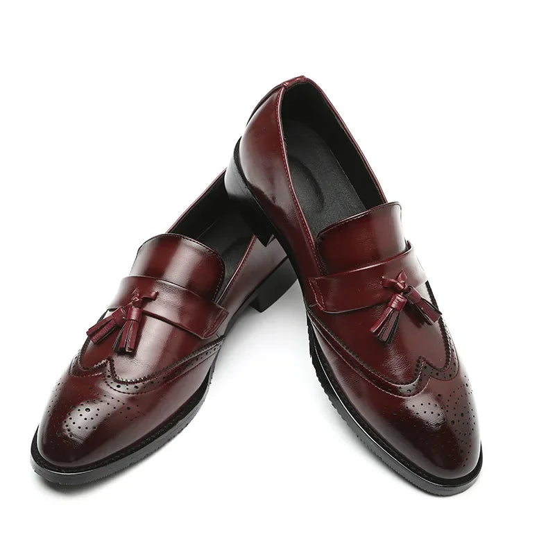 Pair of Imperium Men's Tassel Loafers, elegant leather shoes with classic brogue styling