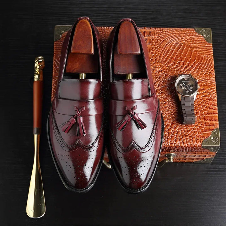 Side view of Imperium Men's Tassel Brogue Loafers, showcasing quality leather & design
