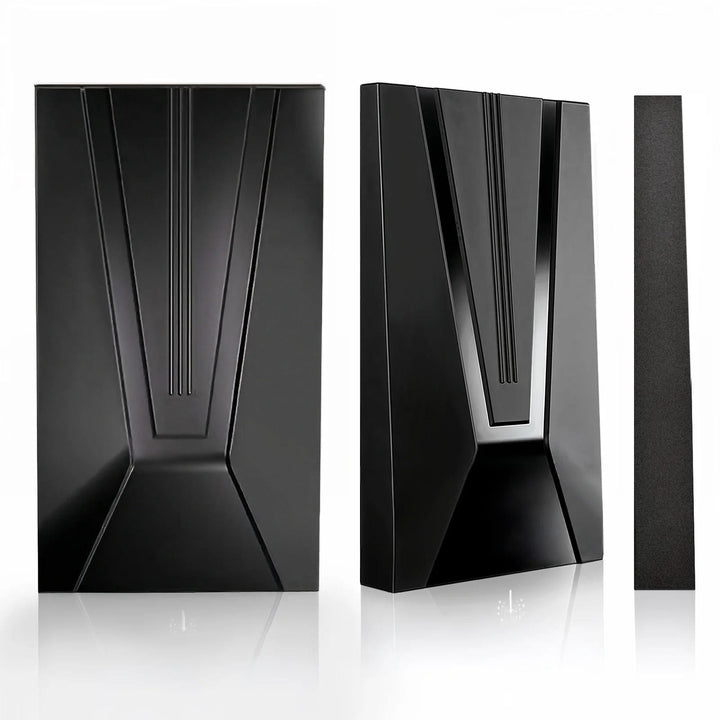 Indoor HDTV antenna, sleek design, 360-mile range, signal booster, multi-directional, enhances TV reception, tech gadget.