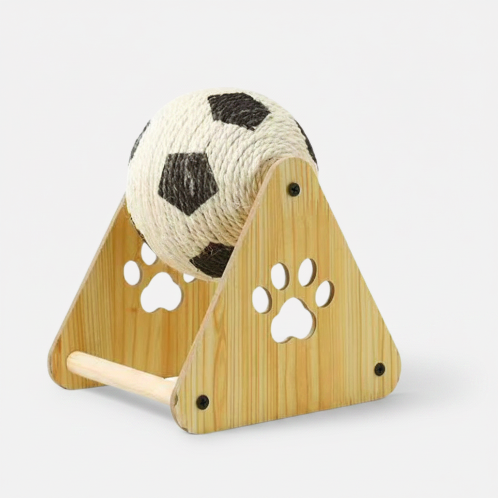 Durable hemp rope scratching ball for cats, an interactive toy for claw health & endless indoor play.