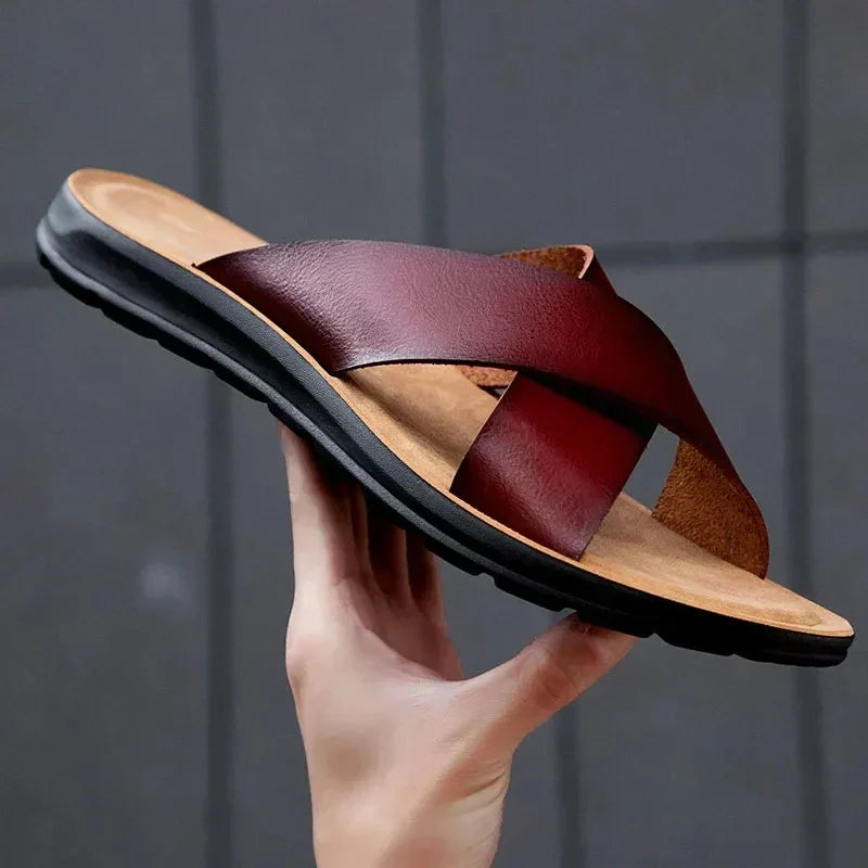 Men's comfortable slip-on sandals, ideal beach shoes & practical summer footwear for warm days.