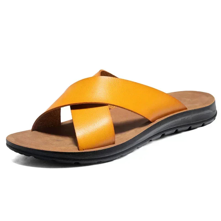 Versatile men's open-toe slip-on sandals for casual summer style. Comfortable and fashionable footwear.