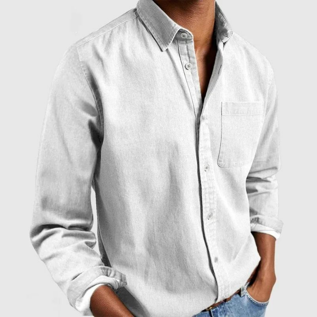 Everyday men's long sleeve button-down shirt, a stylish & versatile top for all seasons.