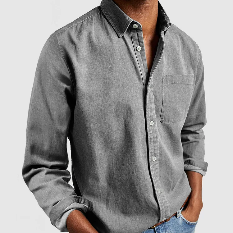 Versatile men's long sleeve button-down shirt, a stylish top for casual and smart-casual looks.
