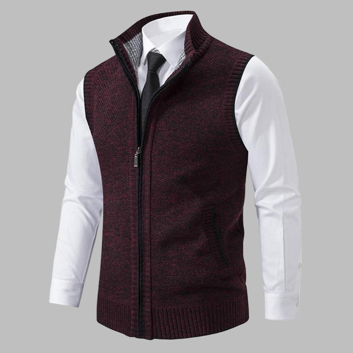Classic men's zip-up waistcoat, an essential layering piece for versatile fall and winter fashion.