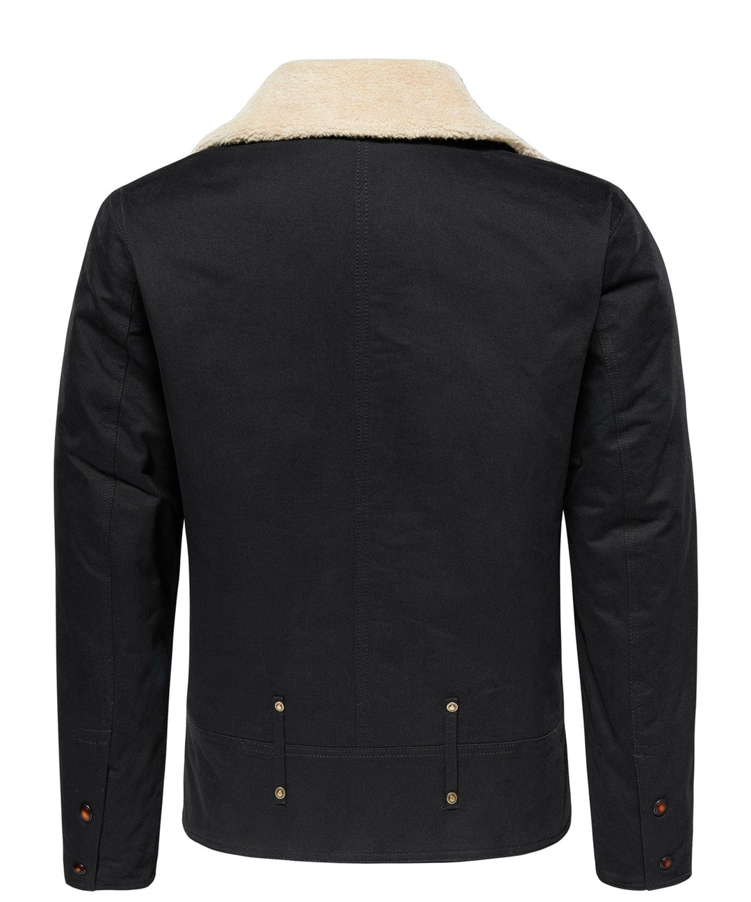 Three rugged aviator canvas jackets for men in khaki, black, and army green