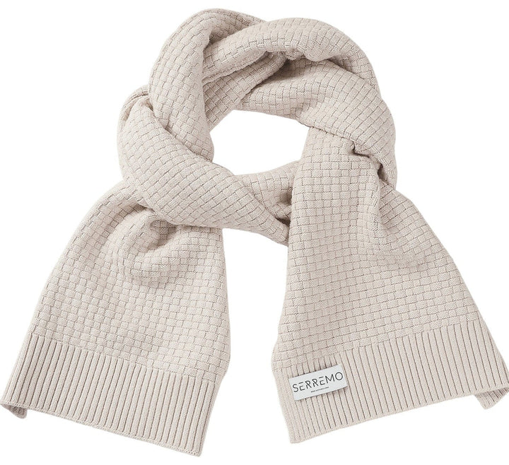 Black waffle knit scarf, essential unisex winter fashion, soft & warm neck accessory