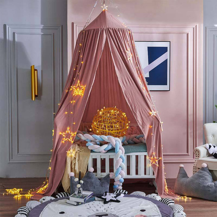 Colorful polyester bed canopy creates a cozy space for kids to read, play, or relax.