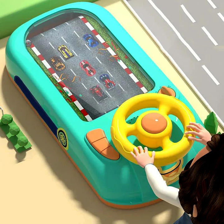 Fun racing game steering wheel, a perfect gift for kids, promoting interactive adventure play & motor skills.