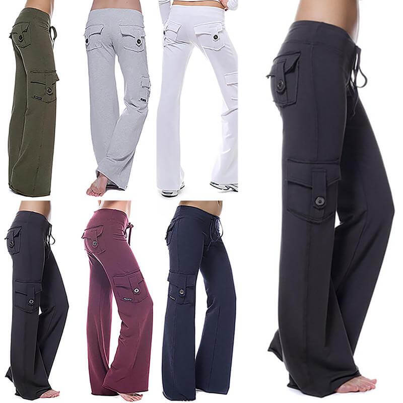 Ladies' comfortable bootcut cargo pants, perfect for work, travel, or everyday style.