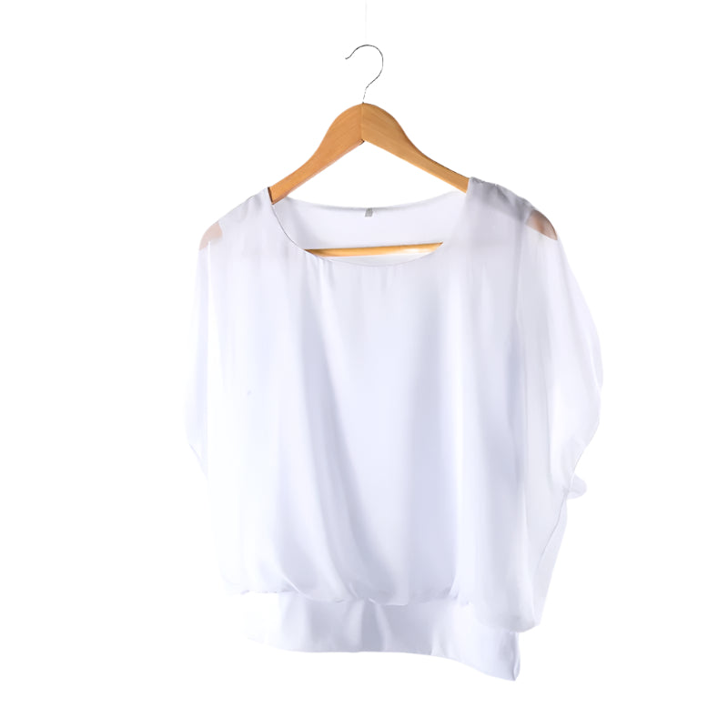 Stylish women's blouse, ruffled sleeves, flowy design. Perfect for any occasion.