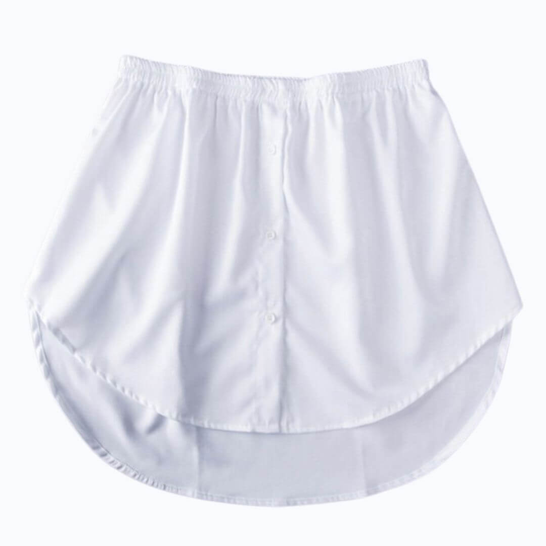 Women's elastic waist shirt extender for stylish layering, featuring a trendy round hem.