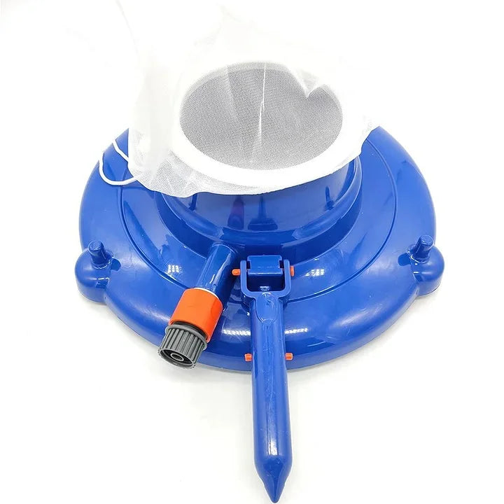 "Large pool leaf vacuum for inground and above ground pools, ultra-light, removes debris, connects to standard pool pole."