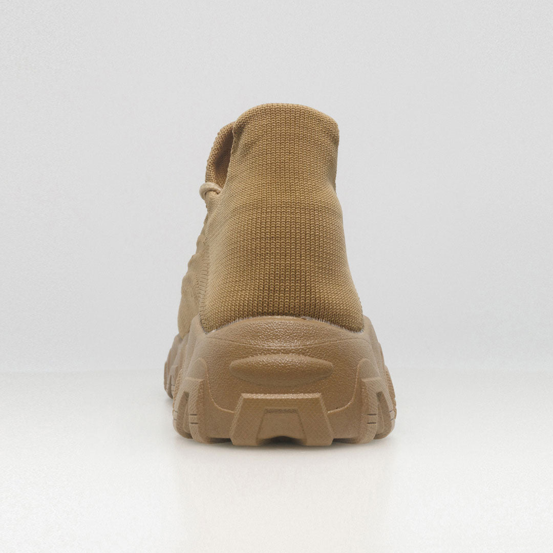 Comfortable light brown unisex walking shoes, built with orthopedic arch support.