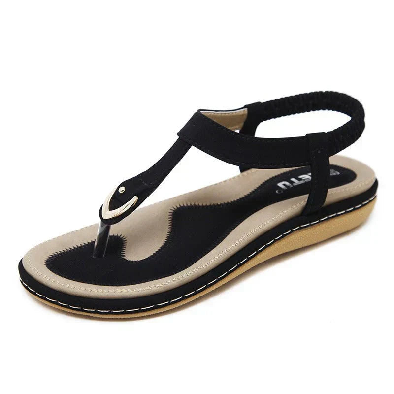 Lightweight Elodie women's flat sandals offering easy slip-on comfort for casual summer days.