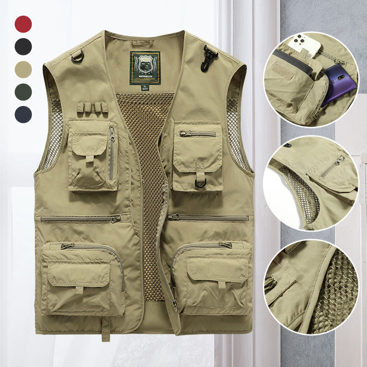 Viktor men's sleeveless utility vest, ideal for camping, photography, and outdoor layering.