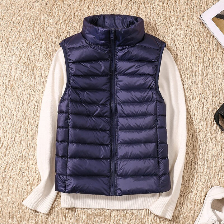 Essential lightweight quilted vest for women, great for adding style and warmth to any spring or fall outfit.