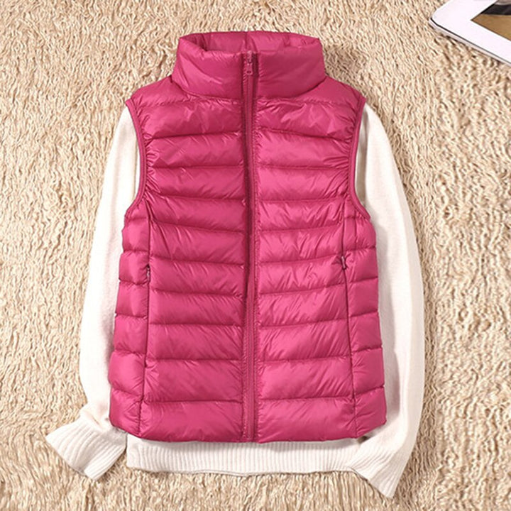 Women's sleeveless quilted jacket, offering a lightweight and warm layering solution for outdoor adventures.