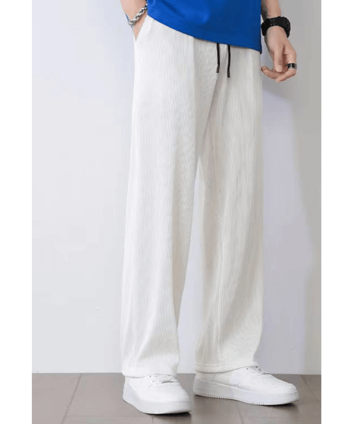 Men's drawstring casual pants, relaxed fit, straight leg design for ultimate everyday comfort.