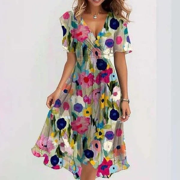 Flowy women's summer sundress in a lightweight design. Versatile casual dress for sunny days & comfortable wear.