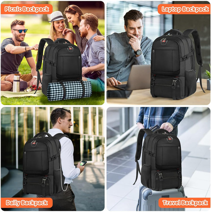 Tech-friendly 50L laptop backpack with insulated compartment. Unisex travel bag, anti-theft, and USB charging for trips.