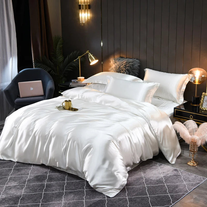 Silky satin pillowcases from a luxurious bedding set, adding comfort & elegance to your bedroom decor.