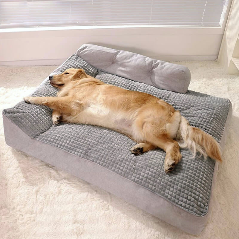 Large orthopedic dog bed, plush & washable, providing all-season comfort for your pet. Great for dogs & cats.