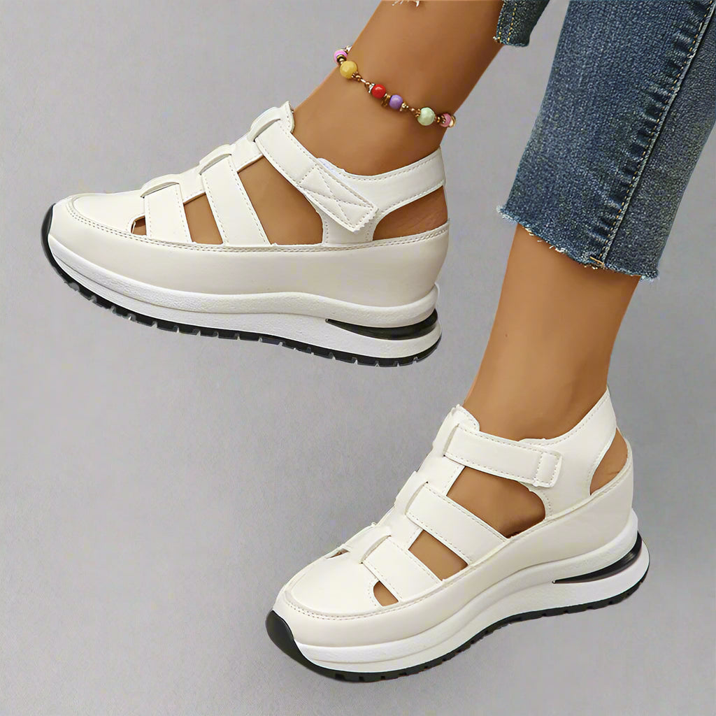 Madison women's white cutout platform sneakers, breathable spring comfort casual footwear by Ash New York