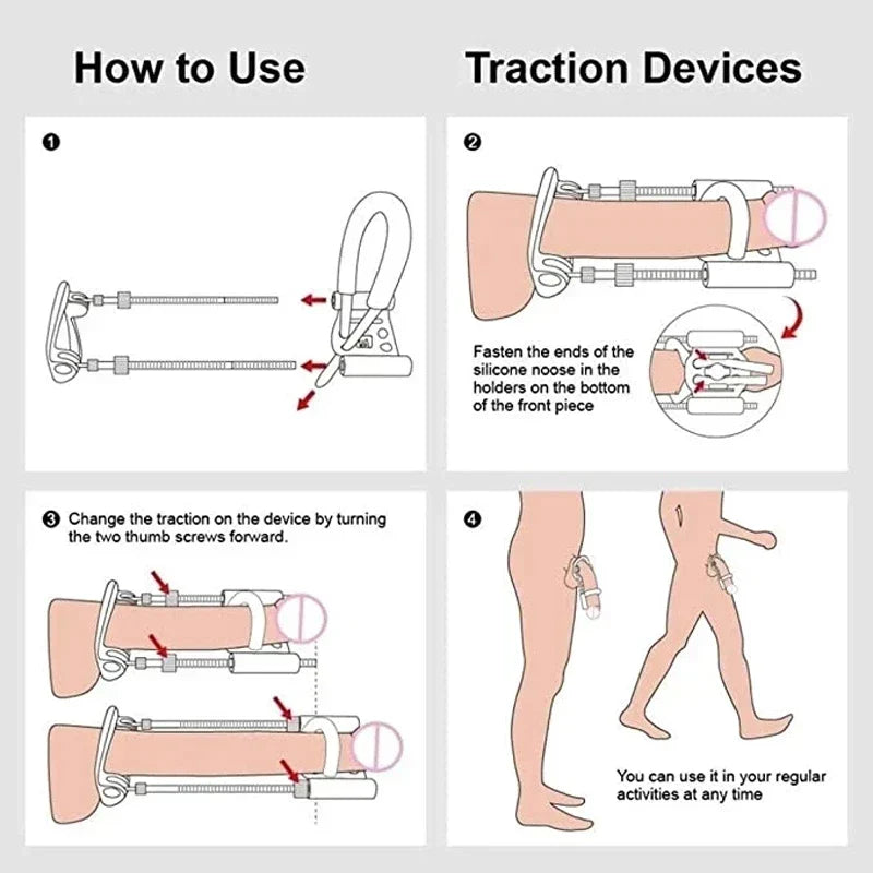 Effective male traction device for natural enhancement, lasting growth & personal care.