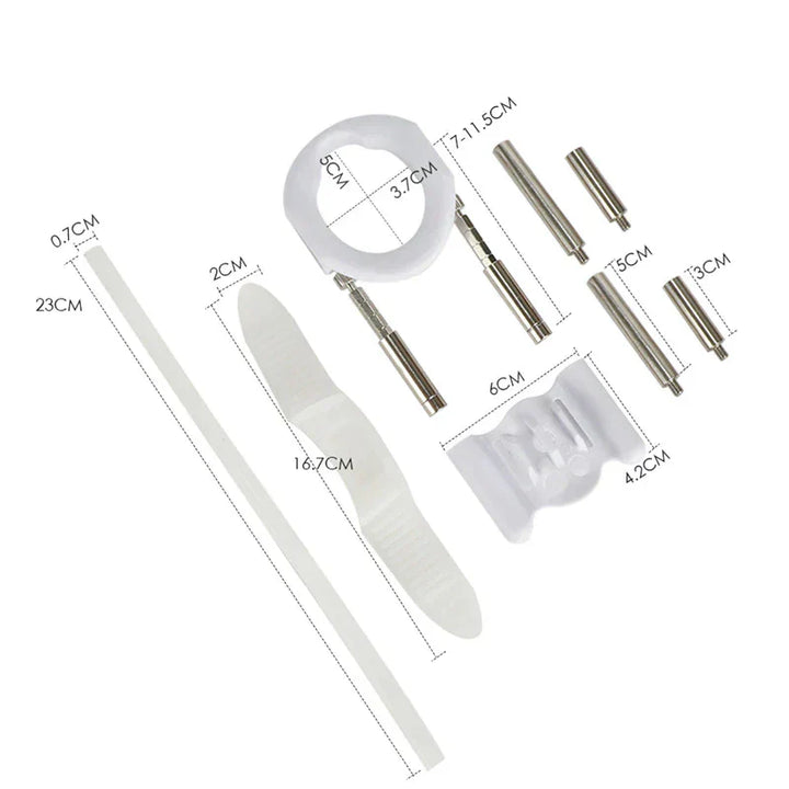 Discreet male traction device designed for personal natural male enhancement at home.