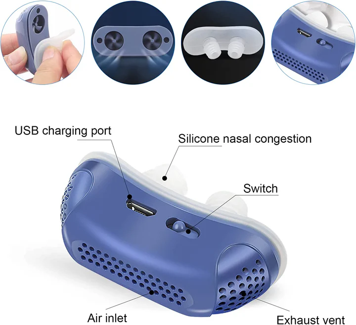 Portable Maskless Nasal CPAP device, ideal travel CPAP for sleep apnea & snoring relief.