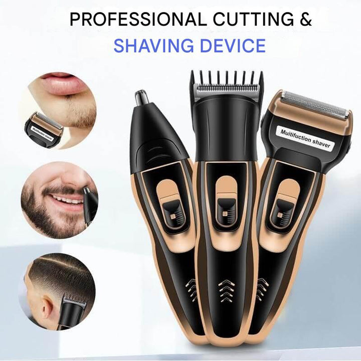 Precision men's rechargeable electric shaver with beard trimmer for efficient and painless facial hair grooming.