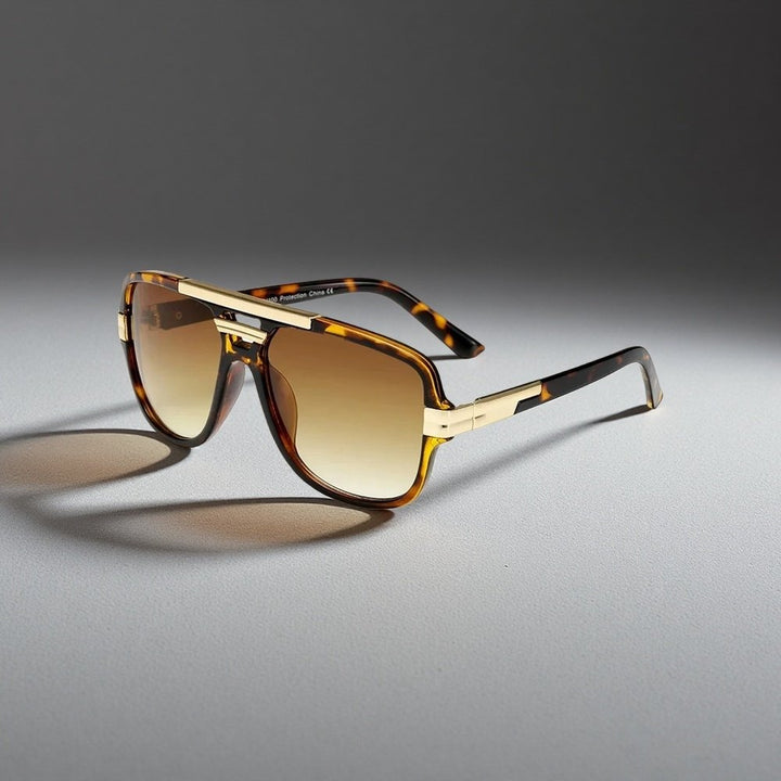 Men's acetate square aviator sunglasses with gradient UV400 lenses for stylish sun protection.