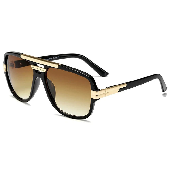 Statement men's acetate square aviator sunglasses with protective UV400 gradient lenses for fashion-forward men.