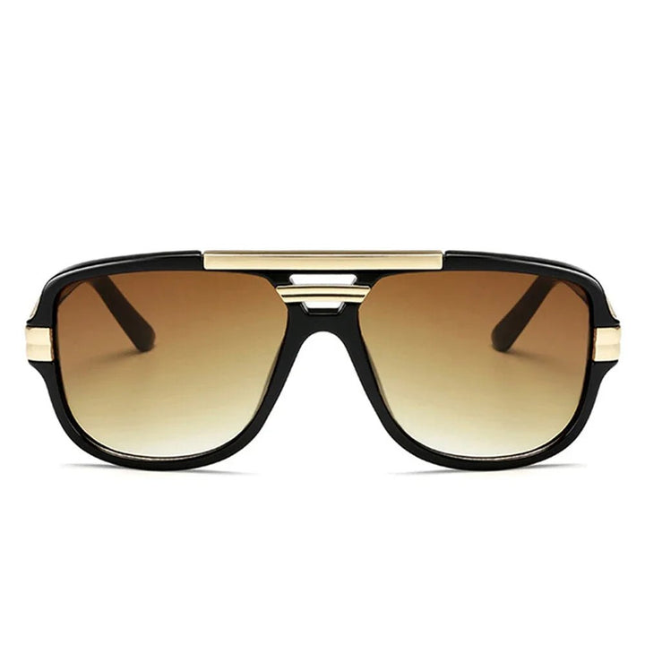 Durable acetate men's square aviator sunglasses with stylish gradient UV400 lenses, blending modern and classic.