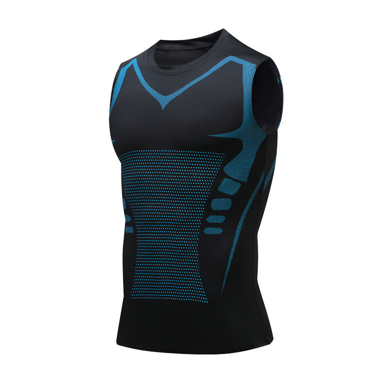 Men's Armando close-fit graphic print sleeveless training top for gym workouts.