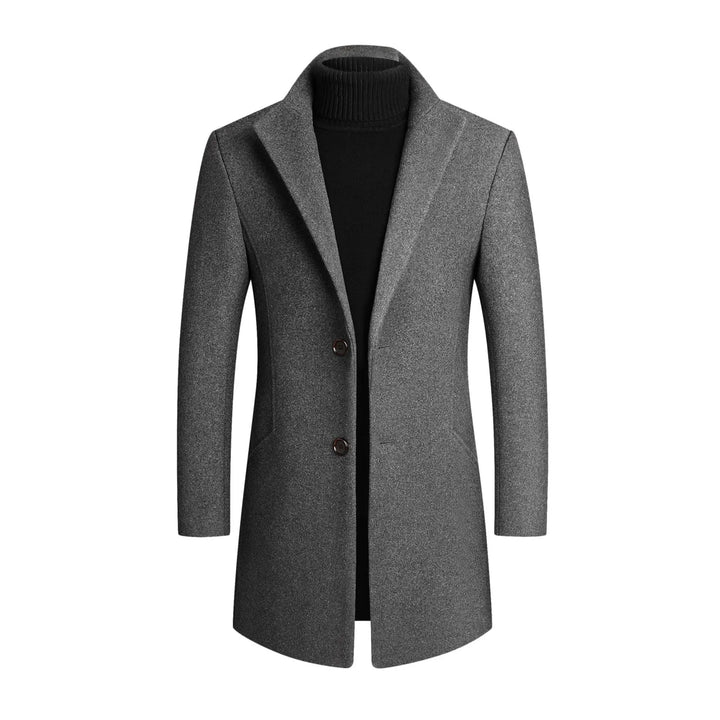 Men's autumn/winter notch lapel tailored trench coat in a business style, ideal for formal events.