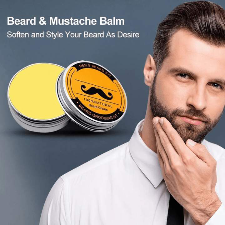 Men's Beard Growth Kit with natural oils. Promotes healthy, stronger beard growth & overall beard care.