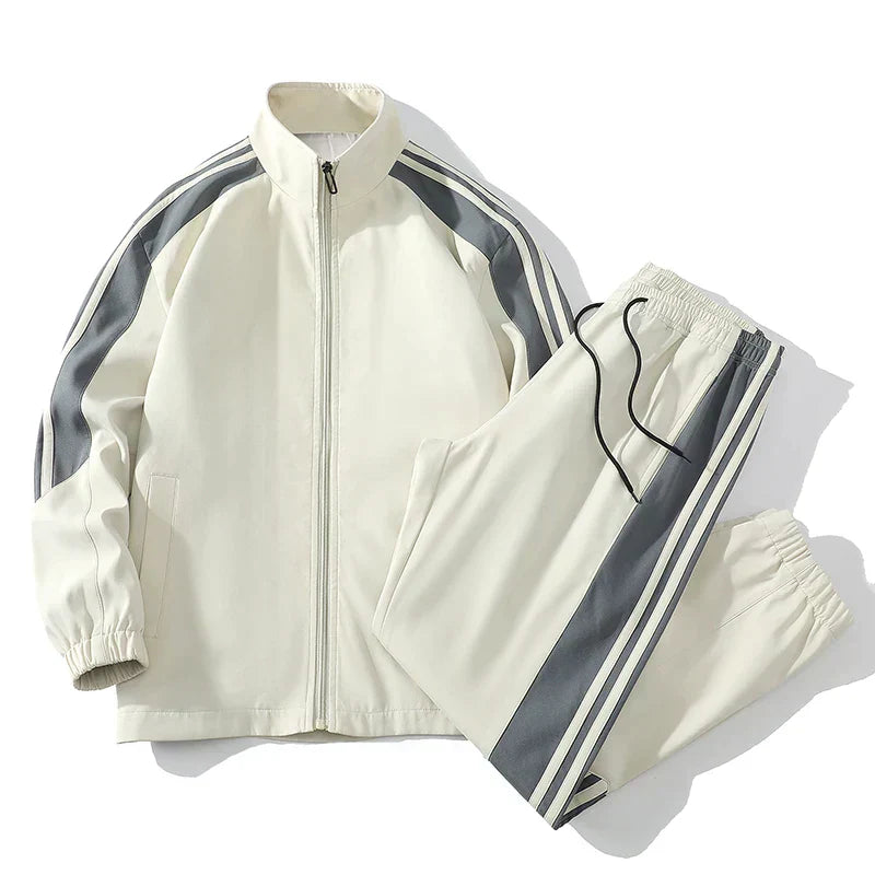 Comfortable men's tracksuit, a stylish jogger set with a full-zip athletic jacket