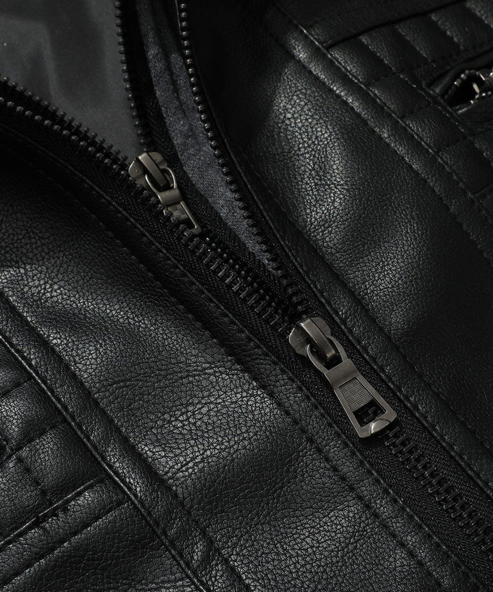 Men's fashion bomber jacket, burgundy PU leather, with a stand-up collar and detachable hood option.