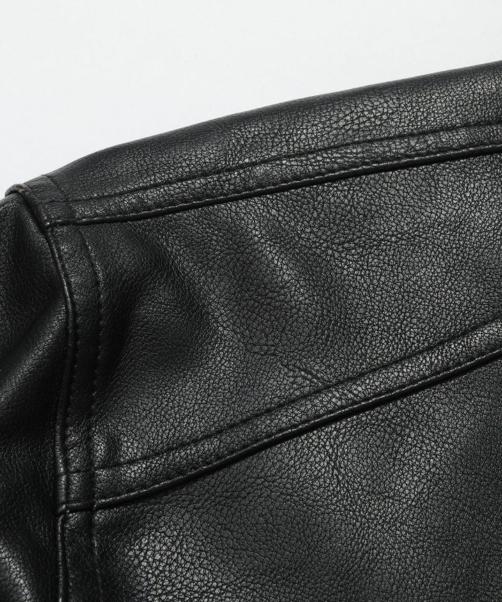 Men's bomber jacket, distressed look PU leather, with detachable hood, for cool weather, urban style.
