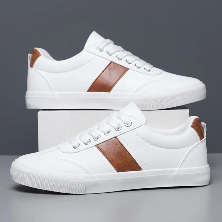 White casual men's shoes, versatile for daily wear, with suede detailing and comfort